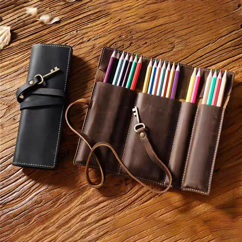Pen Pouch Roll - New Vintage Crazy Horse Pu Leather