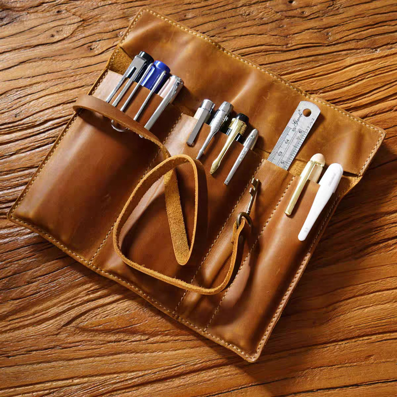 New Vintage Crazy Horse Pu Lea - Pen Pouch Roll review and price