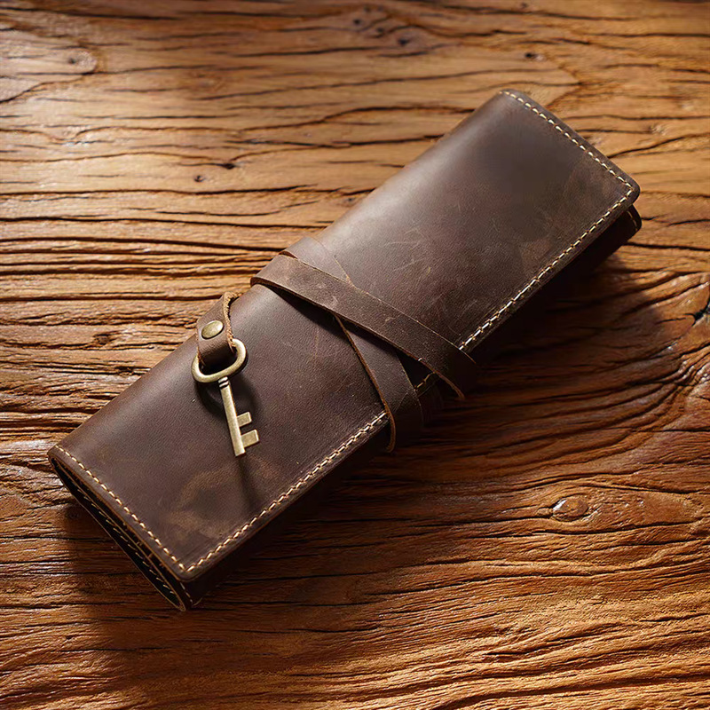 New Vintage Crazy Horse Pu Lea - Pen Pouch Roll review and price
